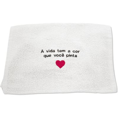 Toalha para Manicure Bordada com Frase "Mais Curtidas" - 28x45cm - Princesa -Branco A vida é cor que vc pinta