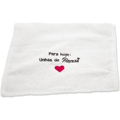 Toalha para Manicure Bordada com Frase "Mais Curtidas" - 28x45cm - Princesa -Branco A vida é cor que vc pinta