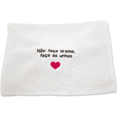 Toalha para Manicure Bordada com Frase "Mais Curtidas" - 28x45cm - Princesa -Branco A vida é cor que vc pinta
