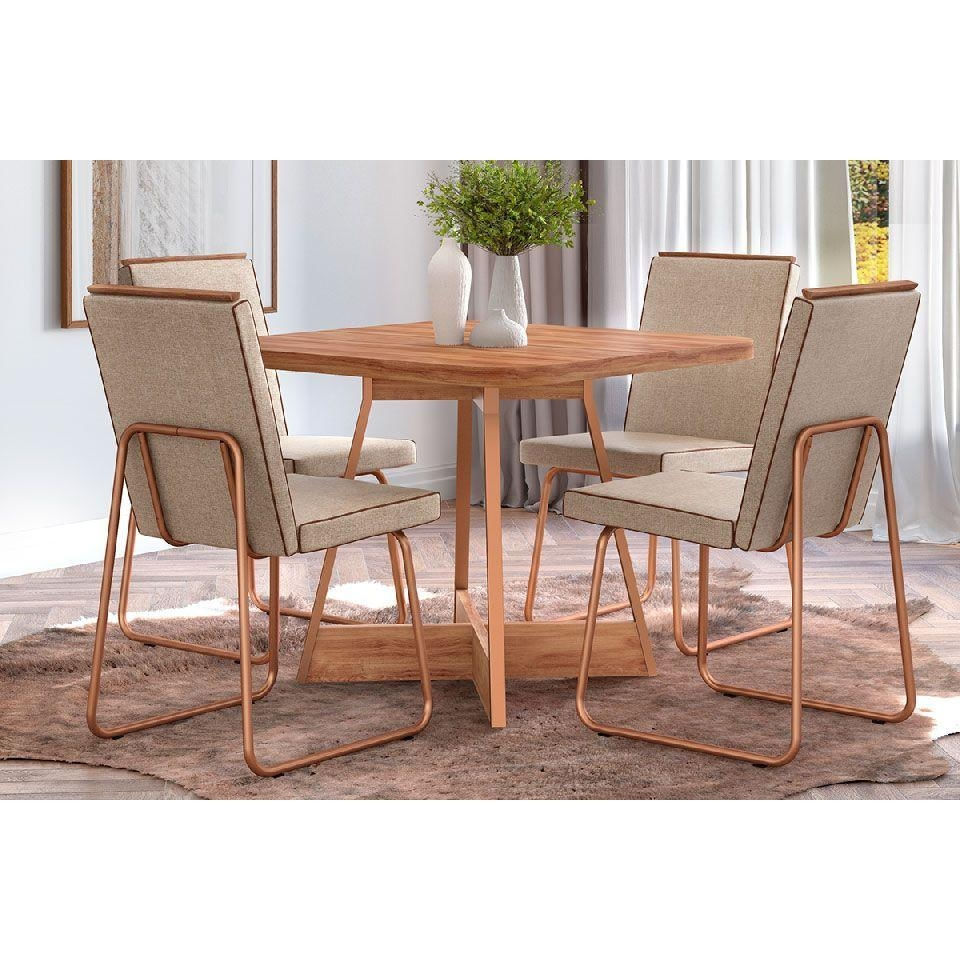 Mesa Sala Átria 90 + 4 Cad Lira Rose/Caramelo Carraro