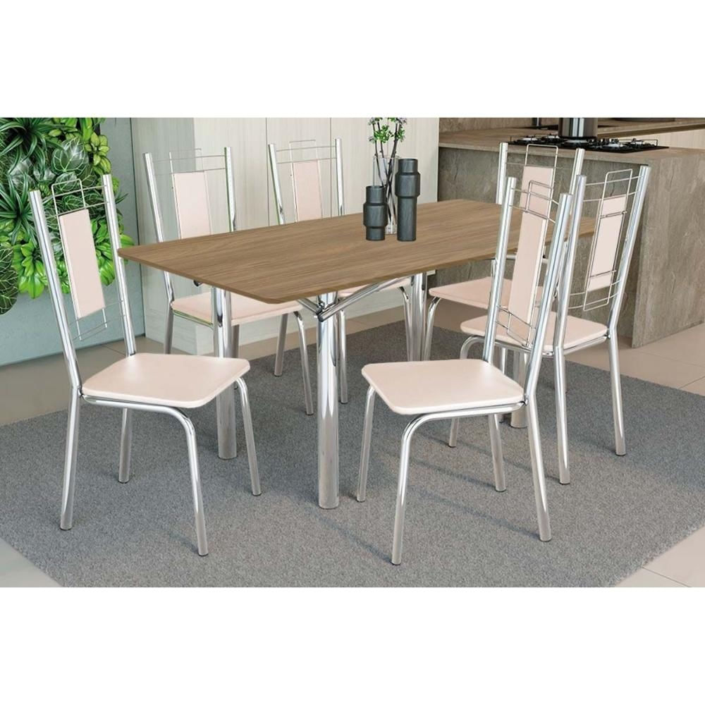 Mesa Sala Elba 160 + 6 Cad Florença Cromado Kappesberg