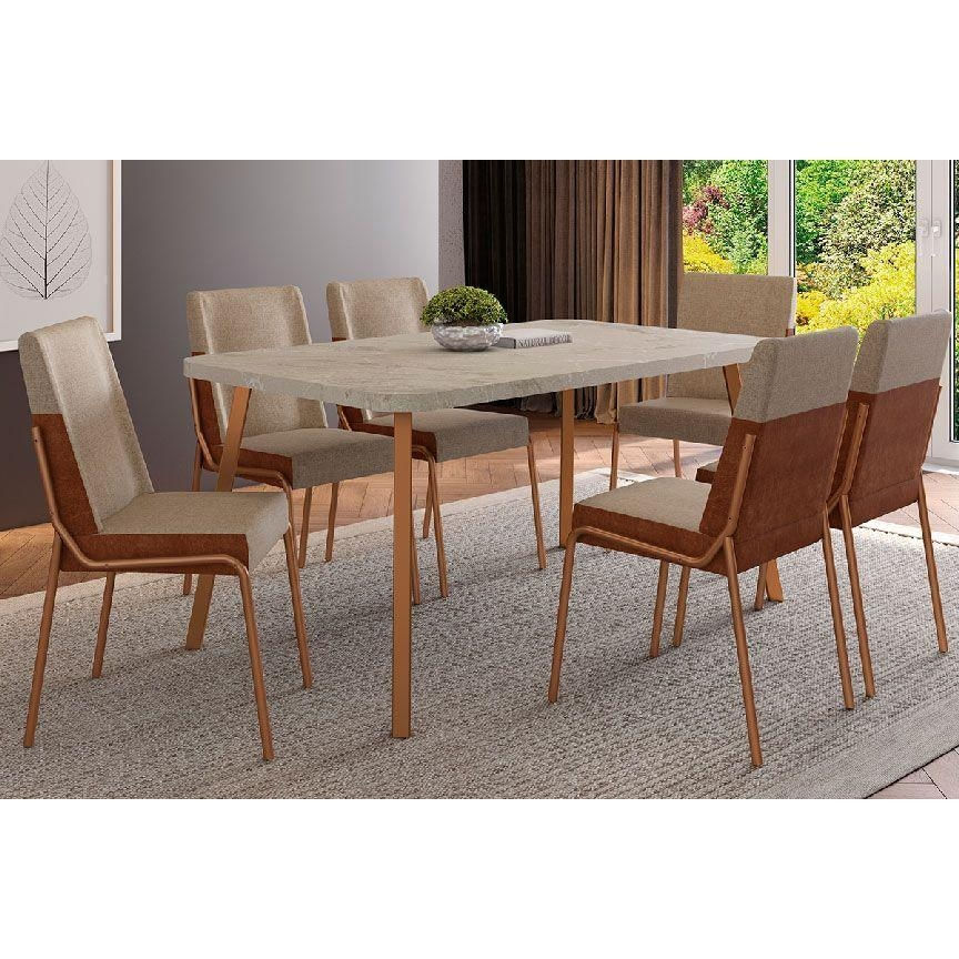 Mesa Sala Stellar 160 + 6 Cad Hug Rose/Caramelo Carraro