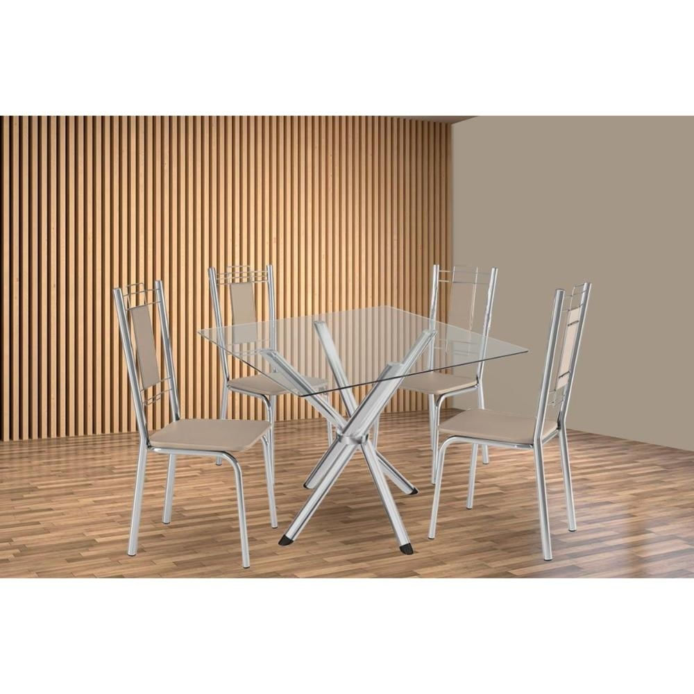 Mesa Jantar Volga 90 + 4 Cad Florença Cromado Kappesberg