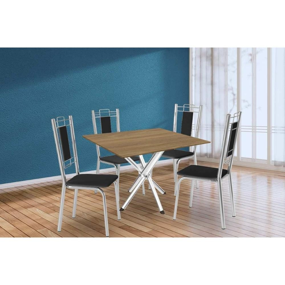 Mesa Cozinha Volga 90 + 4 Cad Lisboa Cromado Kappesberg
