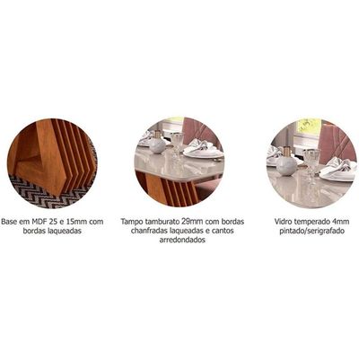 Mesa Sala Ágata 130 + 4 Cad Maia Nature/Chocolate Cimol