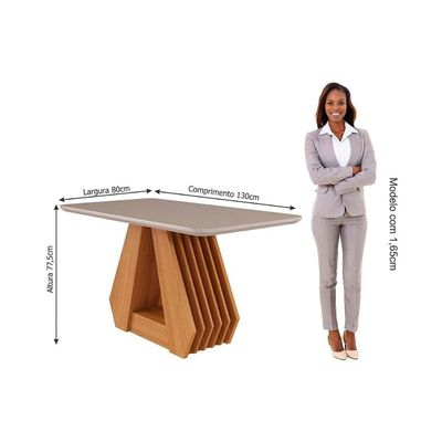Mesa Sala Ágata 130 + 4 Cad Maia Nature/Chocolate Cimol