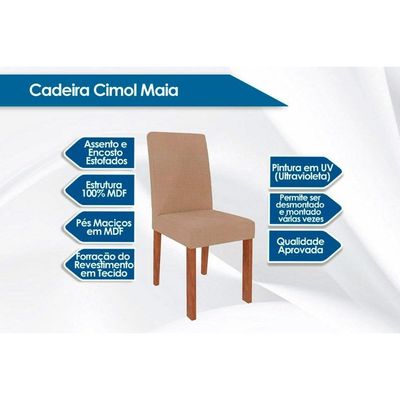 Mesa Sala Ágata 130 + 4 Cad Maia Nature/Chocolate Cimol