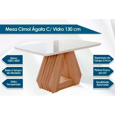 Mesa Sala Ágata 130 + 4 Cad Maia Nature/Chocolate Cimol