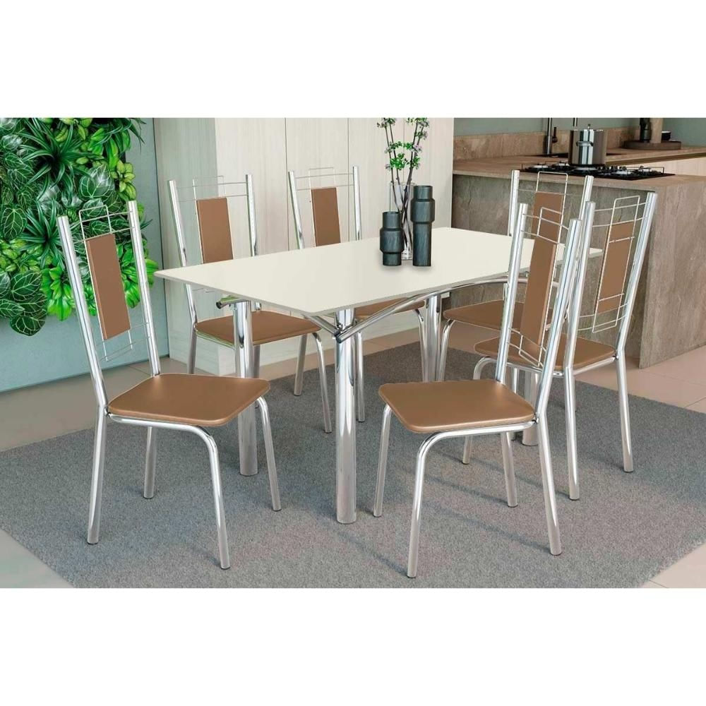 Mesa Sala Elba 160 + 6 Cad Florença Cromado Kappesberg