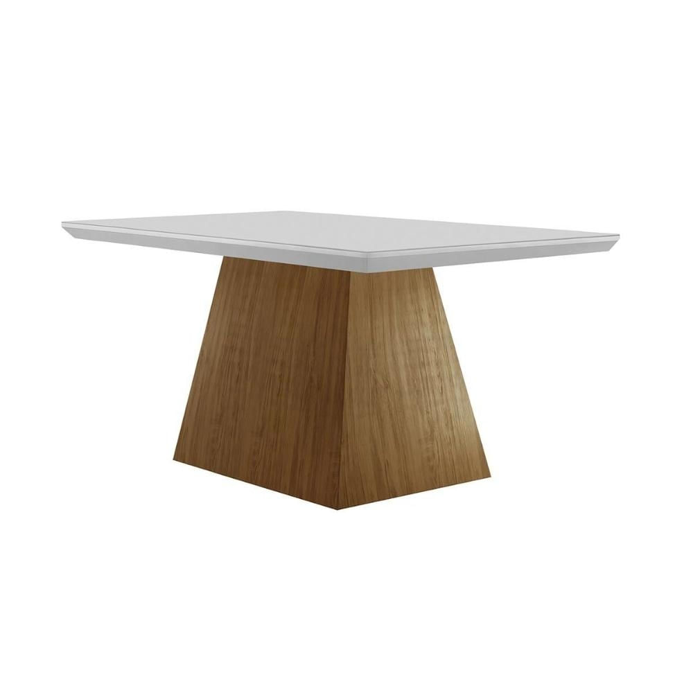 Mesa Cozinha Luna Madeirada/Vidro 120cm Imbuia/Off Rufato