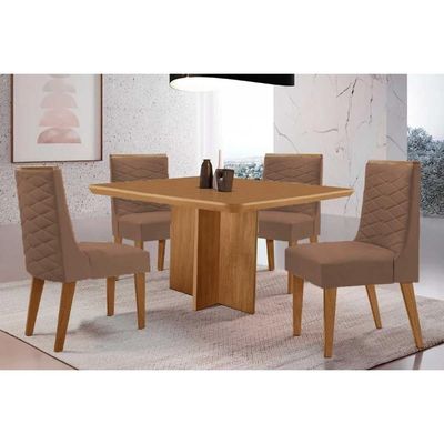 Mesa Cozinha Berlim 90 + 4 Cad Dafne Natural/Capucci Rufato