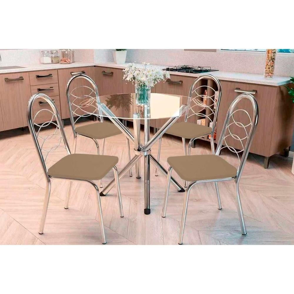 Mesa Sala Volga 95 + 4 Cad Holanda Cromado Kappesberg