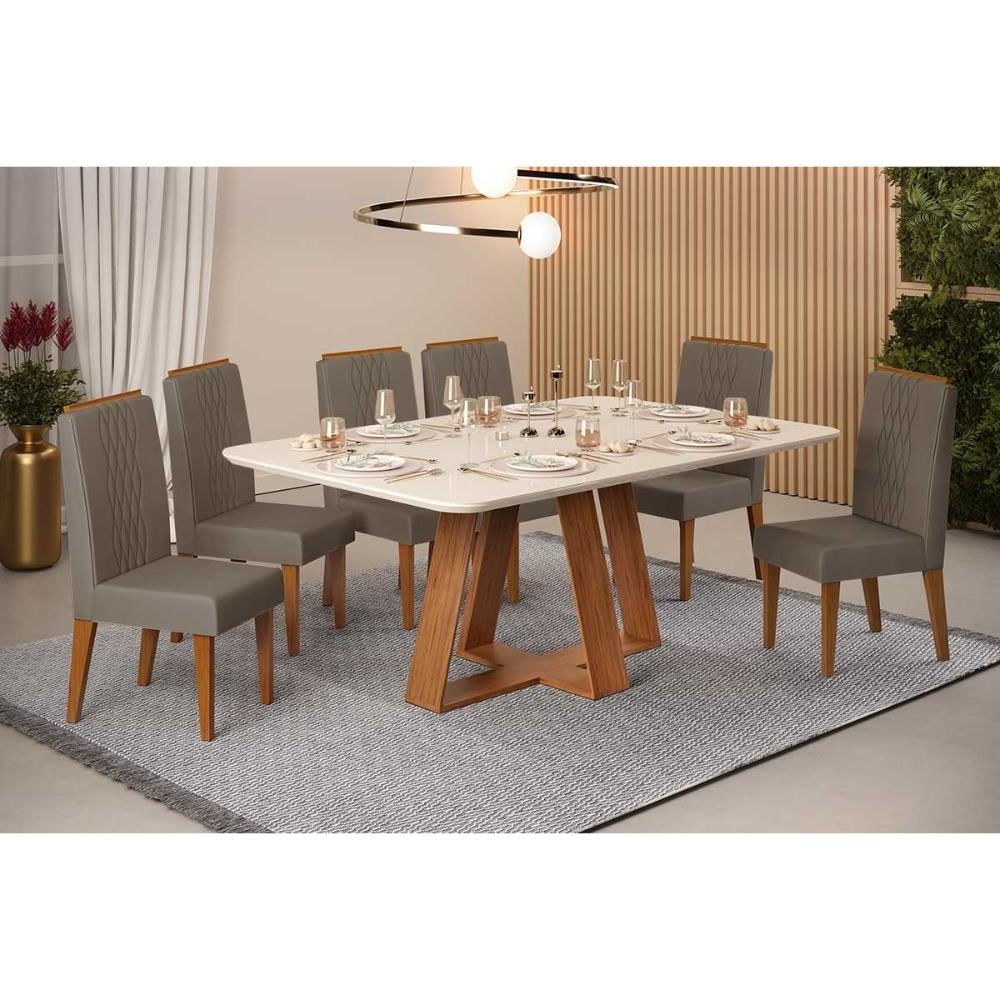 Mesa Cozinha Celeste 160 + 6 Cad Lia Freijo DJ Móveis