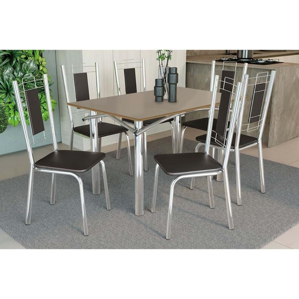Mesa Sala Elba 120 + 6 Cad Florença Cromado Kappesberg
