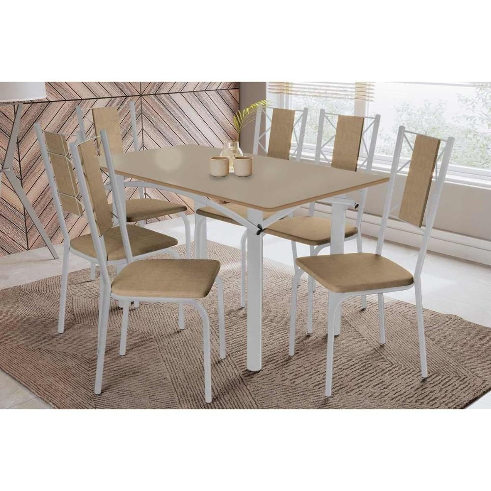 Mesa Sala Elba 160 + 6 Cad Lisboa Cromado Kappesberg