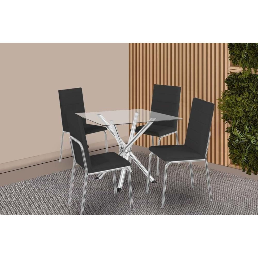Mesa Sala Volga 90 + 4 Cad Amsterdã Cromado Kappesberg
