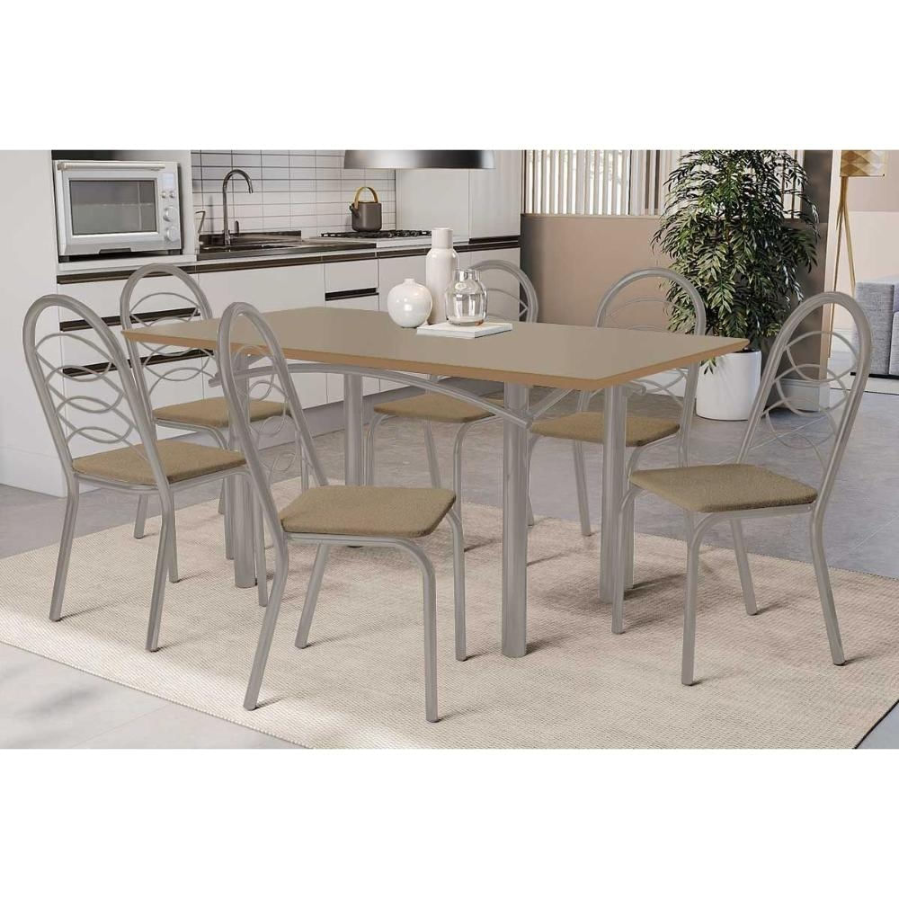 Mesa Sala Elba 160 + 6 Cad Holanda Niquel/Cap Kappesberg