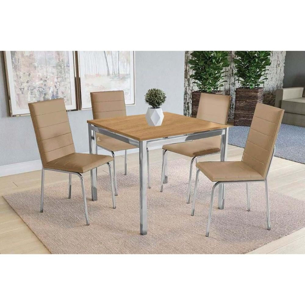 Mesa Sala Reno 90 + 4 Cad Amsterdã Cromado Kappesberg