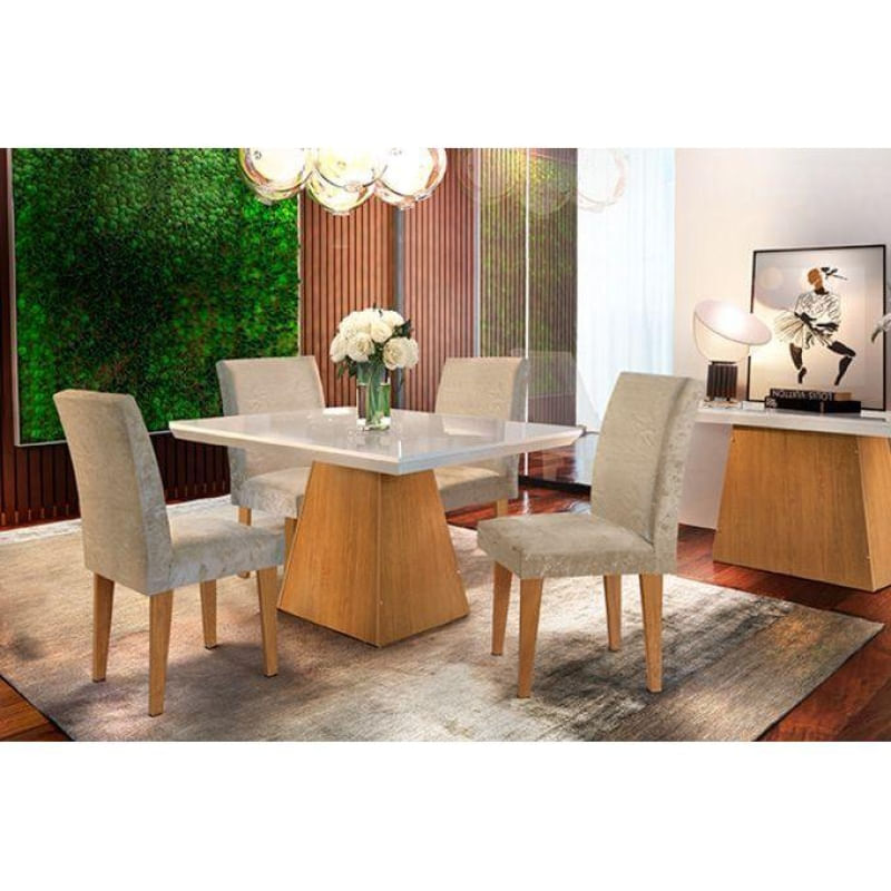 Mesa Sala Luna 120 + 4 Cad Grécia Capuccino Rufato