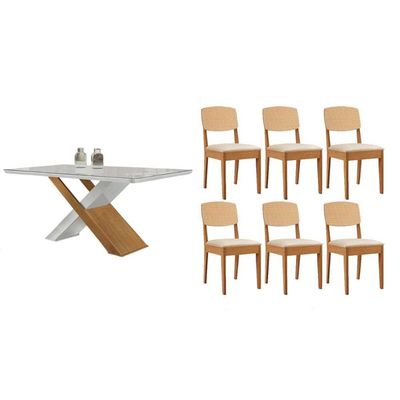 Mesa Sala Imperatriz 180 + 6 Cad Havana Naturale Rufato