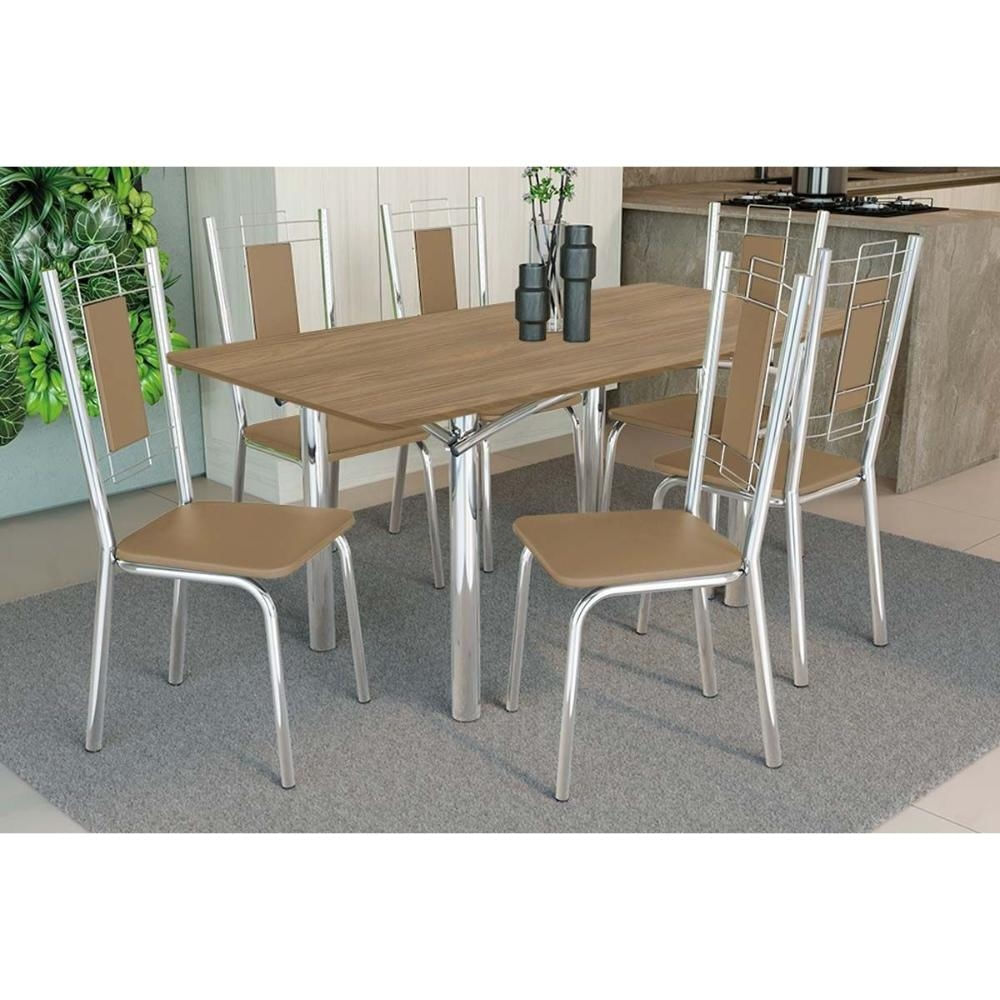 Mesa Sala Elba 160 + 6 Cad Florença Cromado Kappesberg