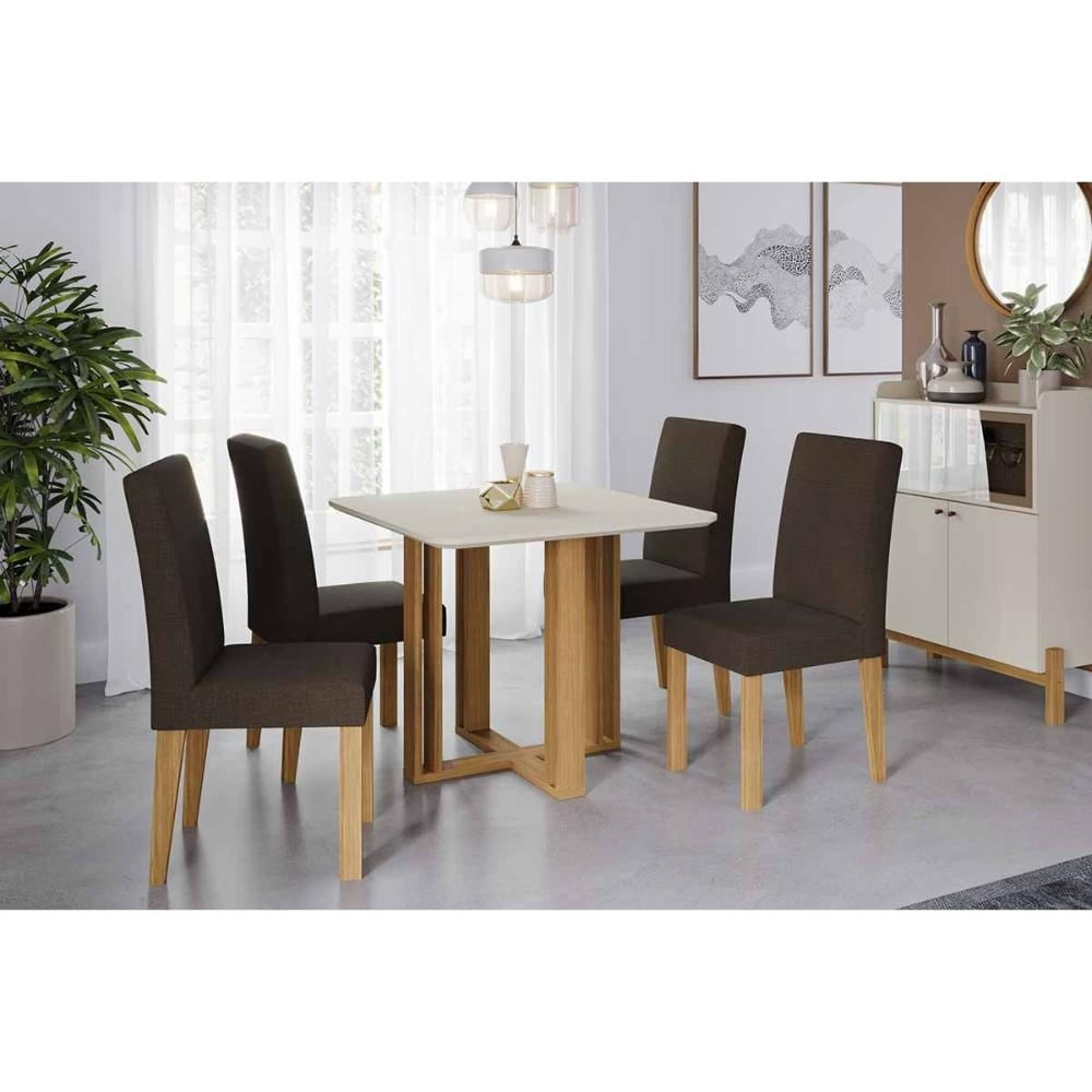 Mesa Cozinha Flora 95 + 4 Cad Maia Cinamomo Cimol