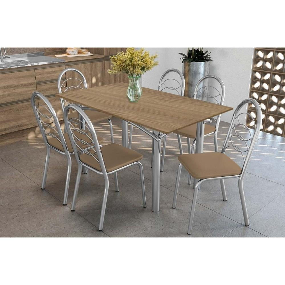 Mesa Sala Elba 160 + 6 Cad Holanda Cromado Kappesberg