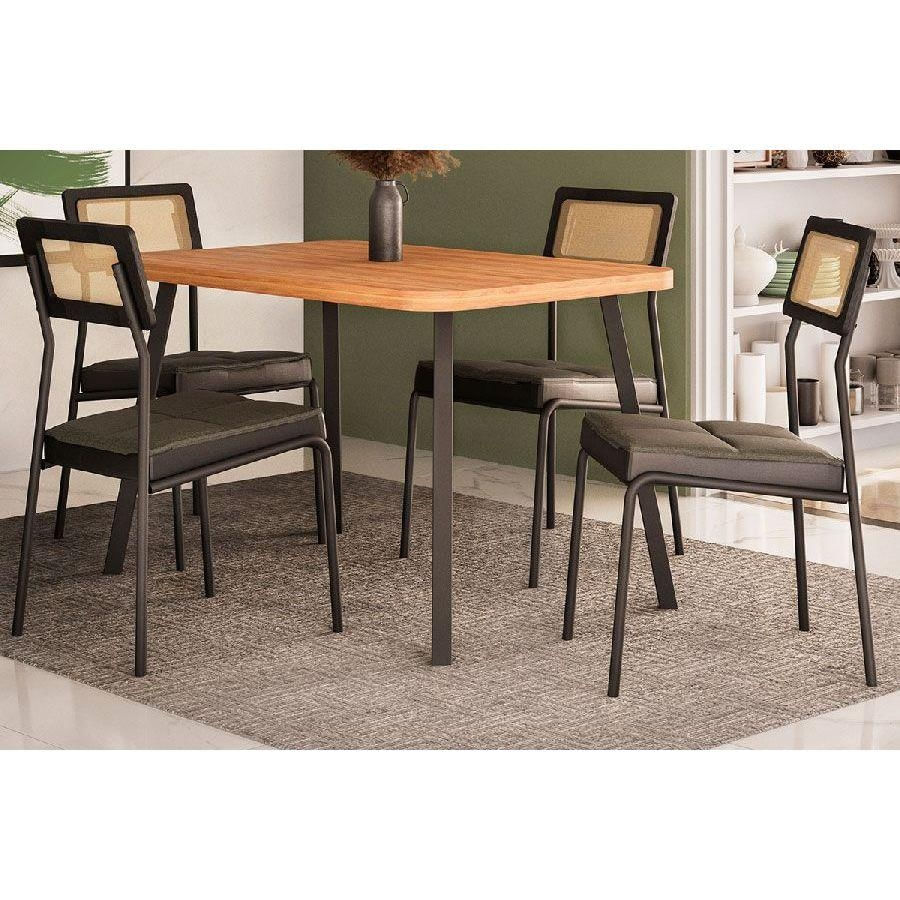 Mesa Cozinha Stellar 120 + 4 Cad Lux Preto Carraro