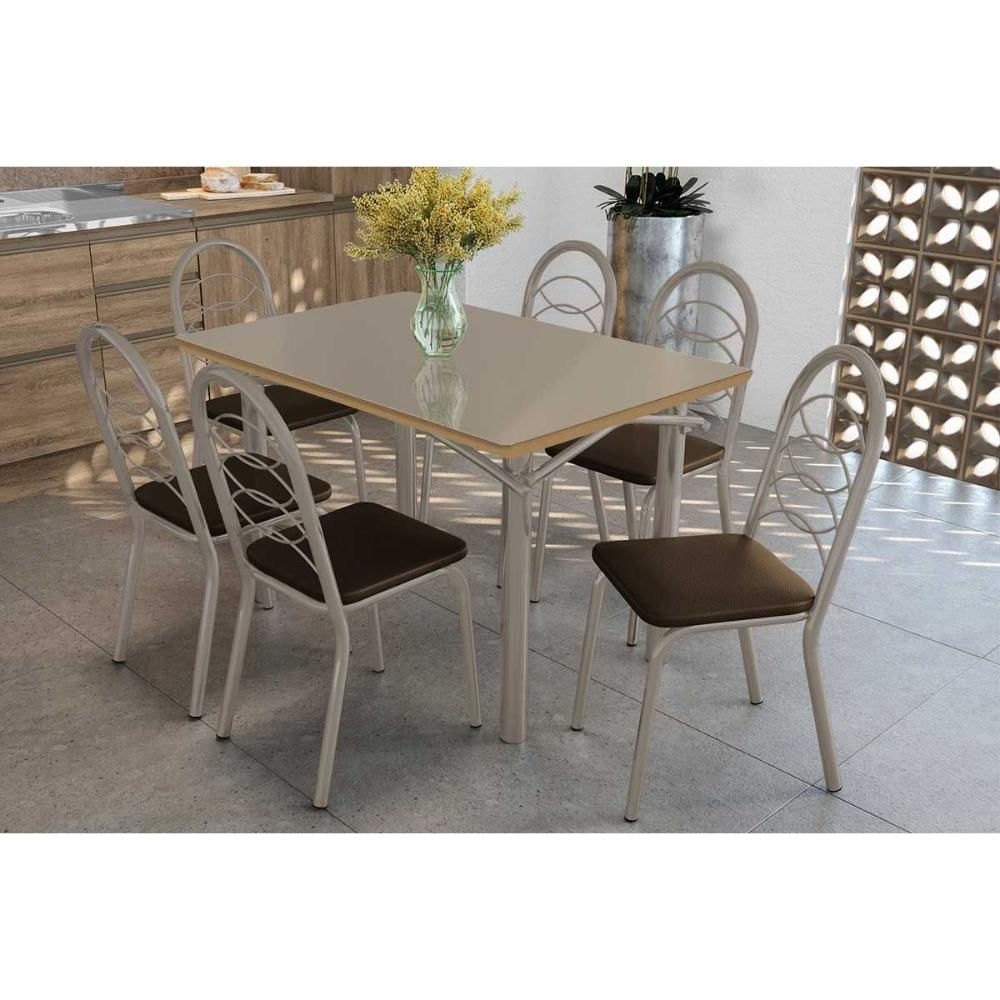 Mesa Jantar Elba 120 + 6 Cad Holanda Niquel/Mar Kappesberg