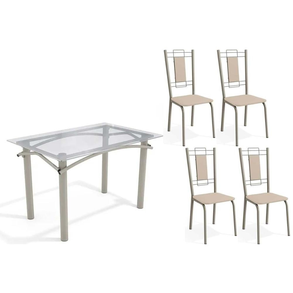Mesa Jantar Elba 120 + 4 Cad Florença Niquel Kappesberg