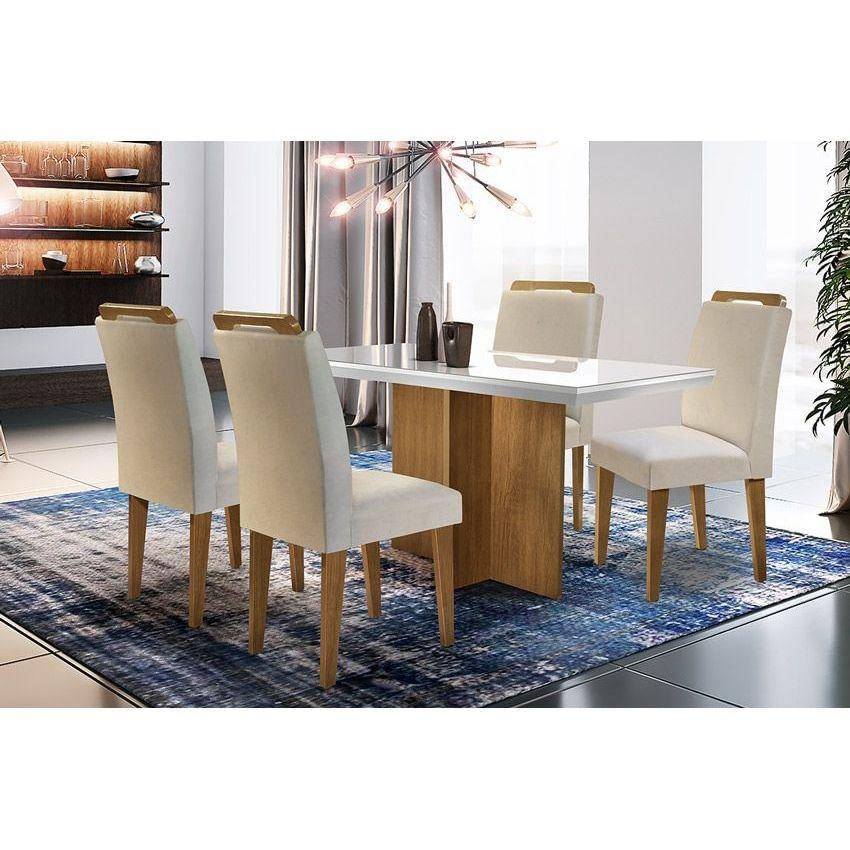 Mesa Cozinha Berlim 120 + 4 Cad Athenas Capuccino Rufato