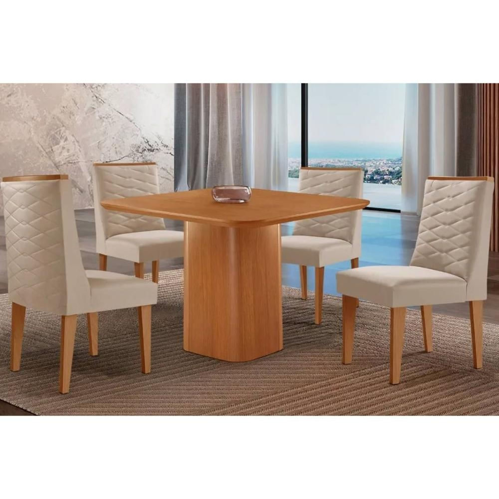 Mesa Sala Maldivas 90 + 4 Cad Dafne Natural/Creme Rufato