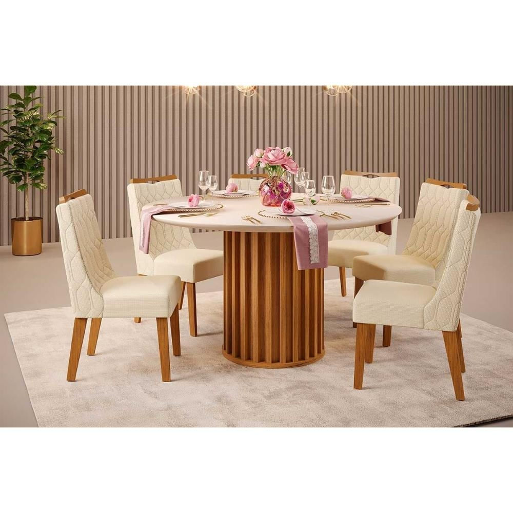 Mesa Sala Viena 136 + 6 Cad Bia Cedro DJ Móveis
