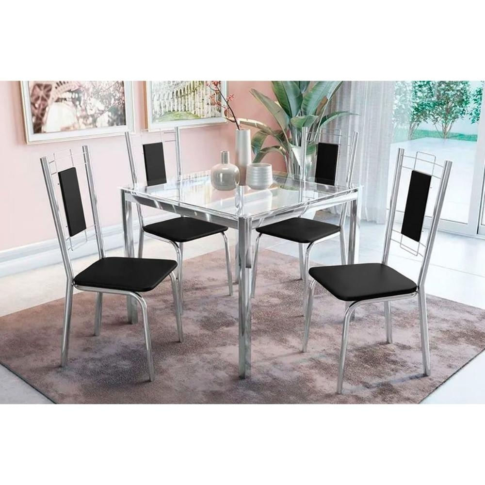 Mesa Sala Reno 90 + 4 Cad Lisboa Cromado Kappesberg