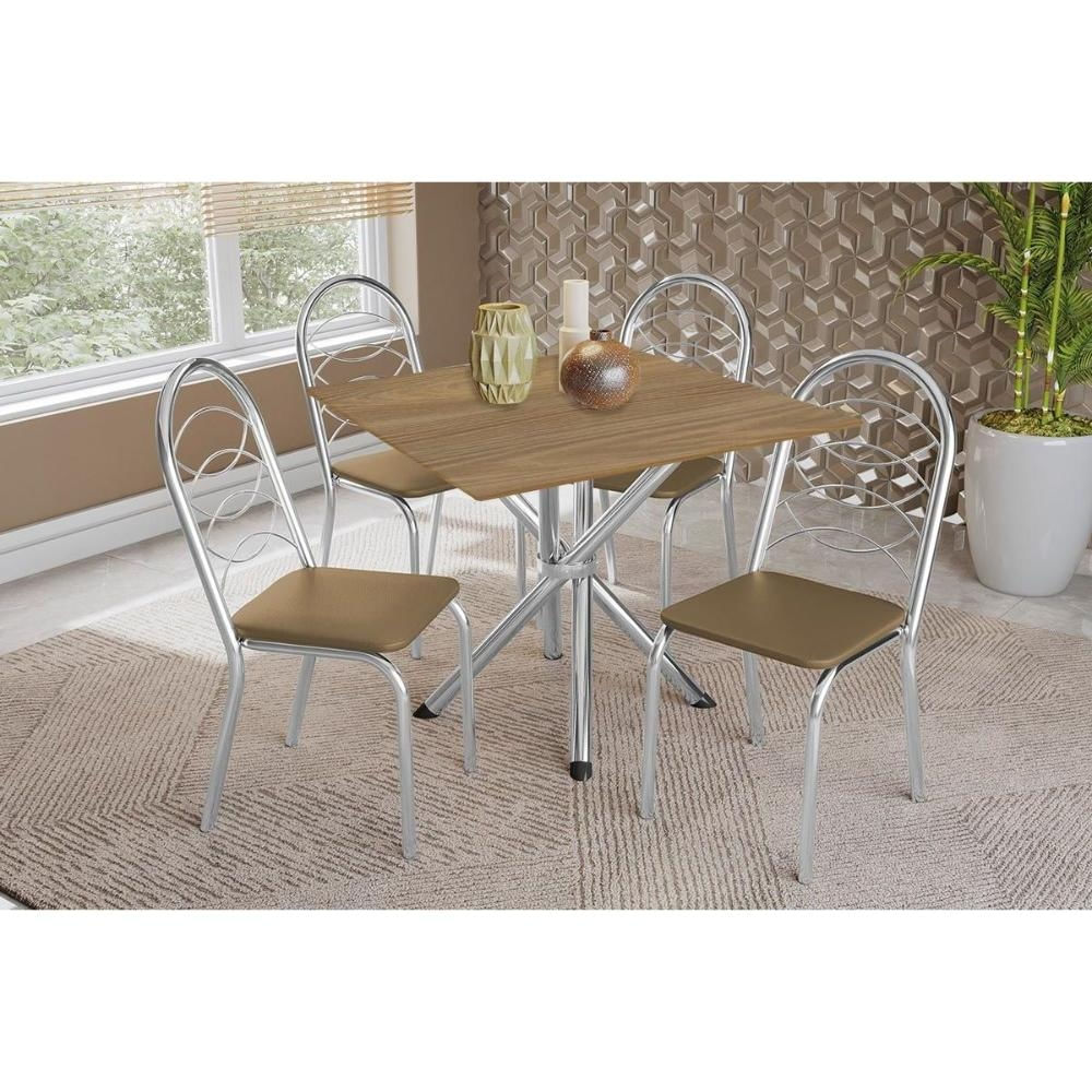 Mesa Cozinha Volga 90 + 4 Cad Holanda Cromado Kappesberg