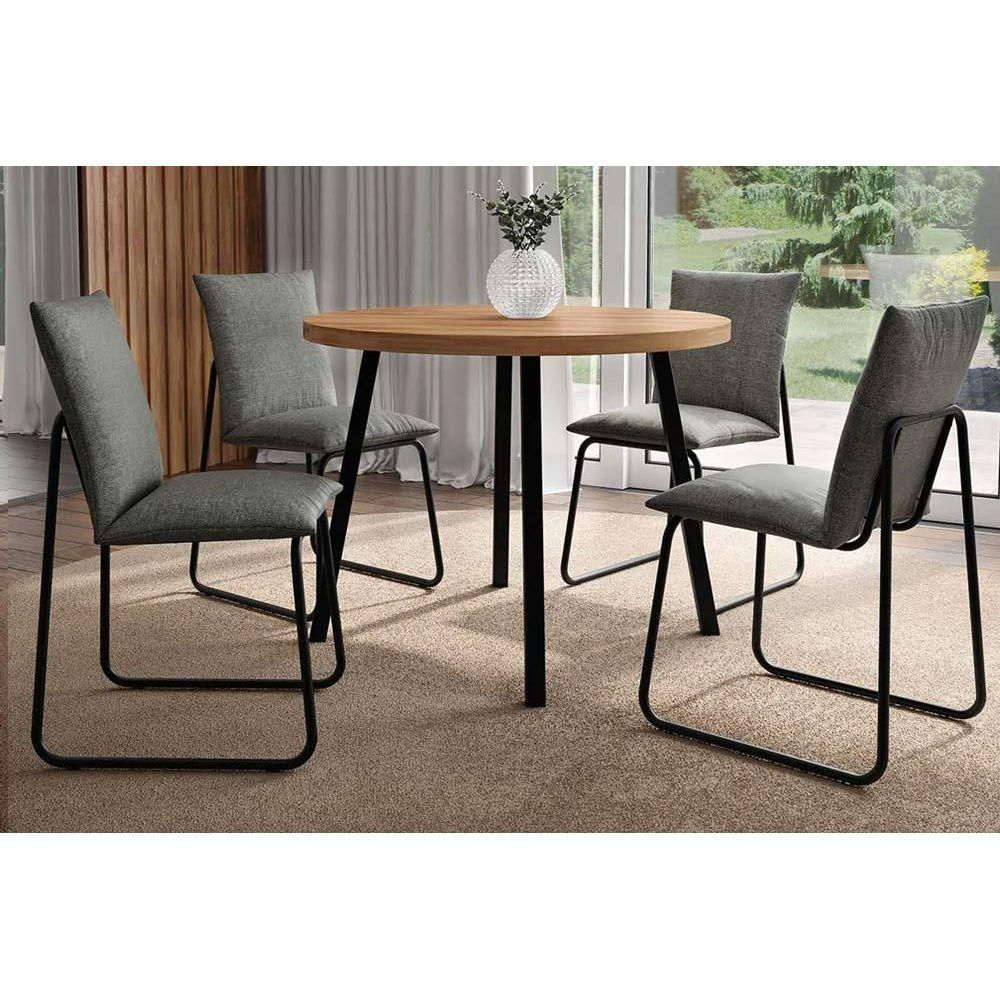 Mesa Cozinha Stellar 100 + 4 Cad Soft Preto Carraro