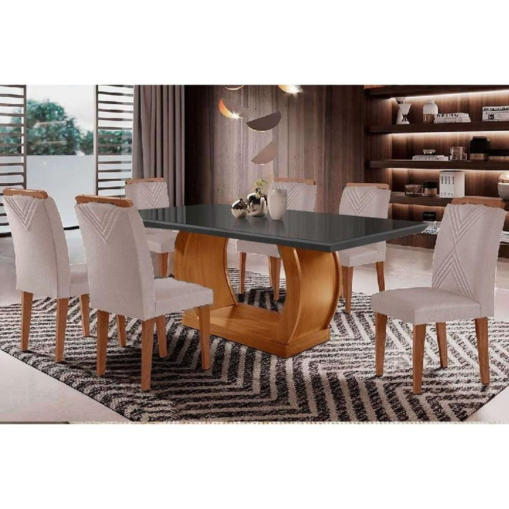 Mesa Cozinha Jade + 6 Cad Amsterdã Capuccino Rufato