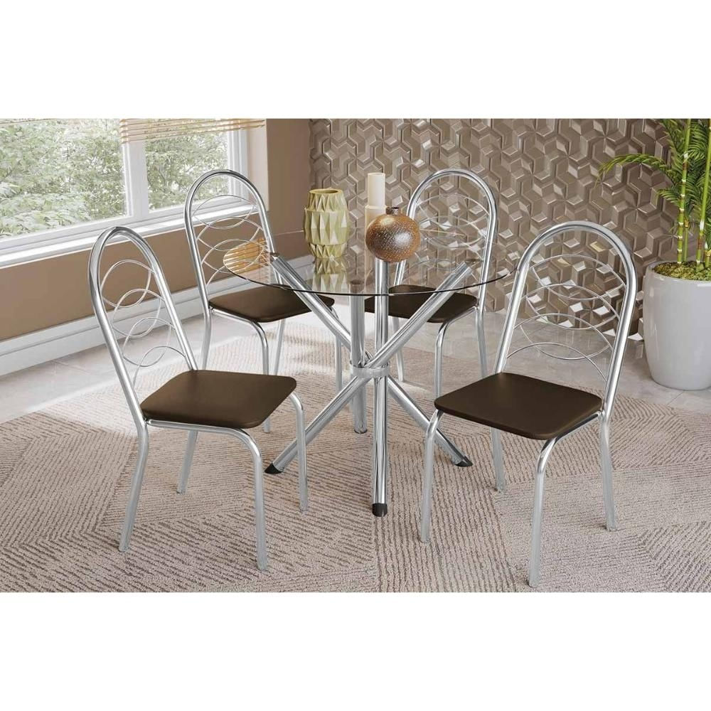 Mesa Sala Volga 95 + 4 Cad Holanda Cromado Kappesberg