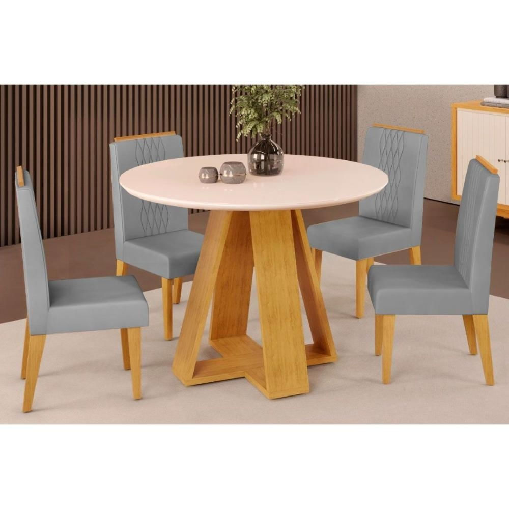 Mesa Sala Celeste 103 + 4 Cad Lia Cedro DJ Móveis