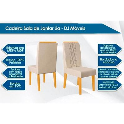 Mesa Sala Dulce 120 + 4 Cad Lia Cedro DJ Móveis