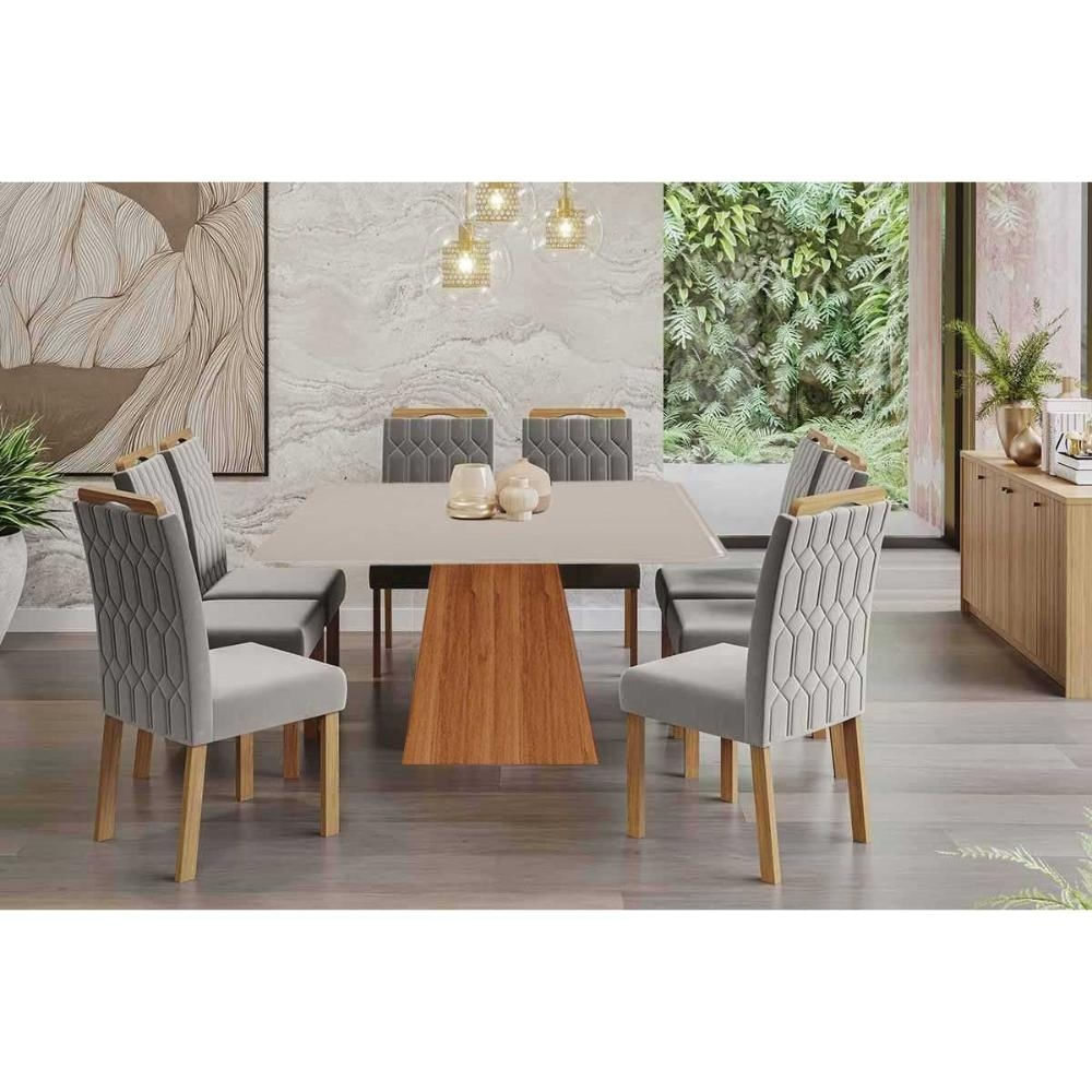 Mesa Cozinha Helena 210 + 8 Cad Paola Cinamomo Cimol