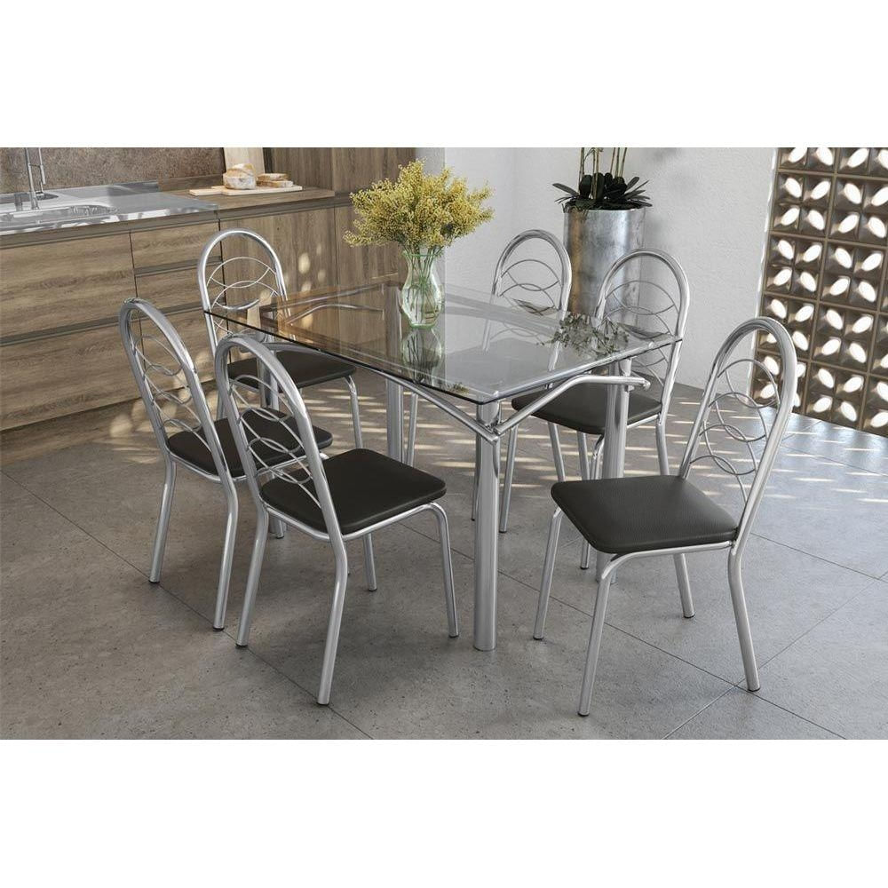 Mesa Sala Elba 120 + 6 Cad Holanda Cromado Kappesberg