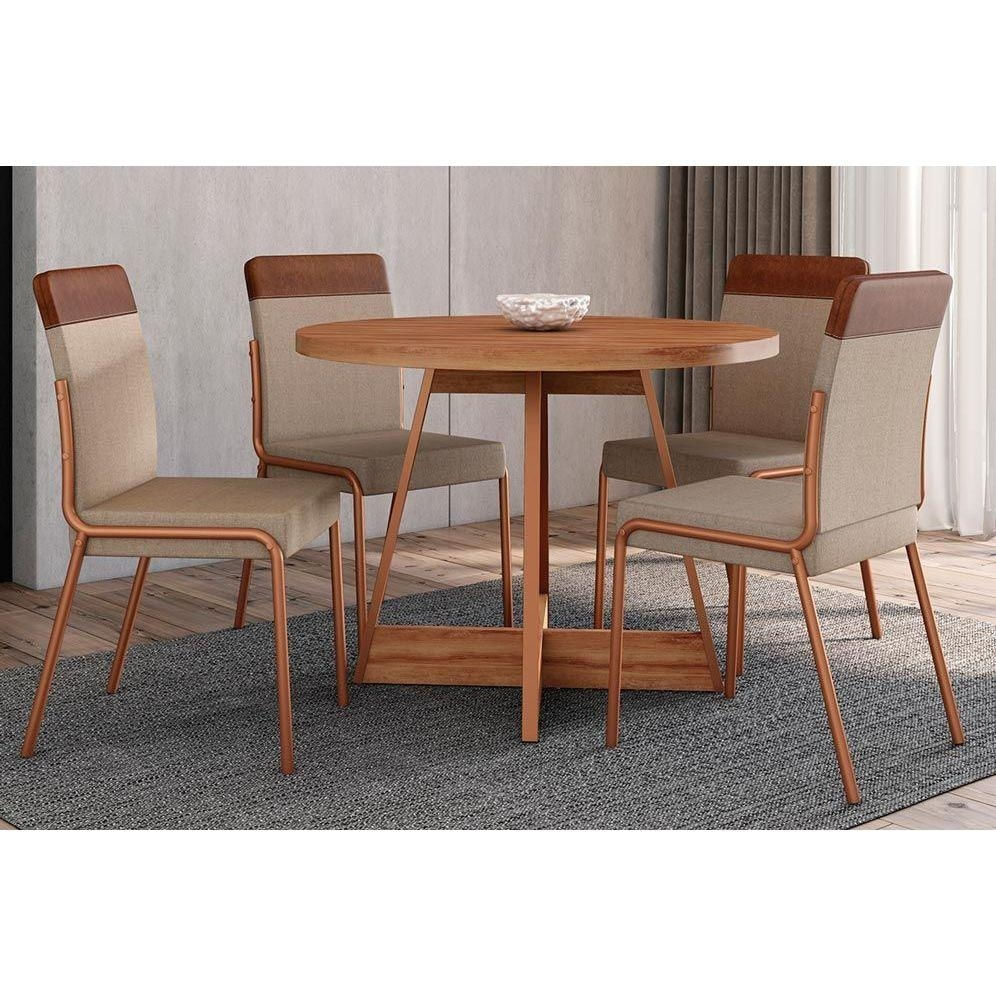 Mesa Sala Átria 100 + 4 Cad Duo Rose/Caramelo Carraro