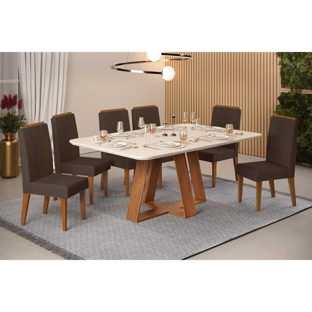 Mesa Cozinha Celeste 160 + 6 Cad Lia Freijo DJ Móveis