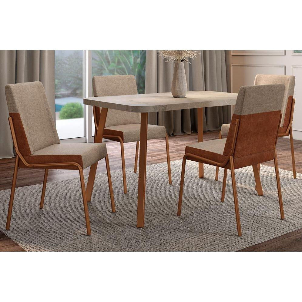 Mesa Sala Stellar 120 + 4 Cad Hug Rose/Caramelo Carraro