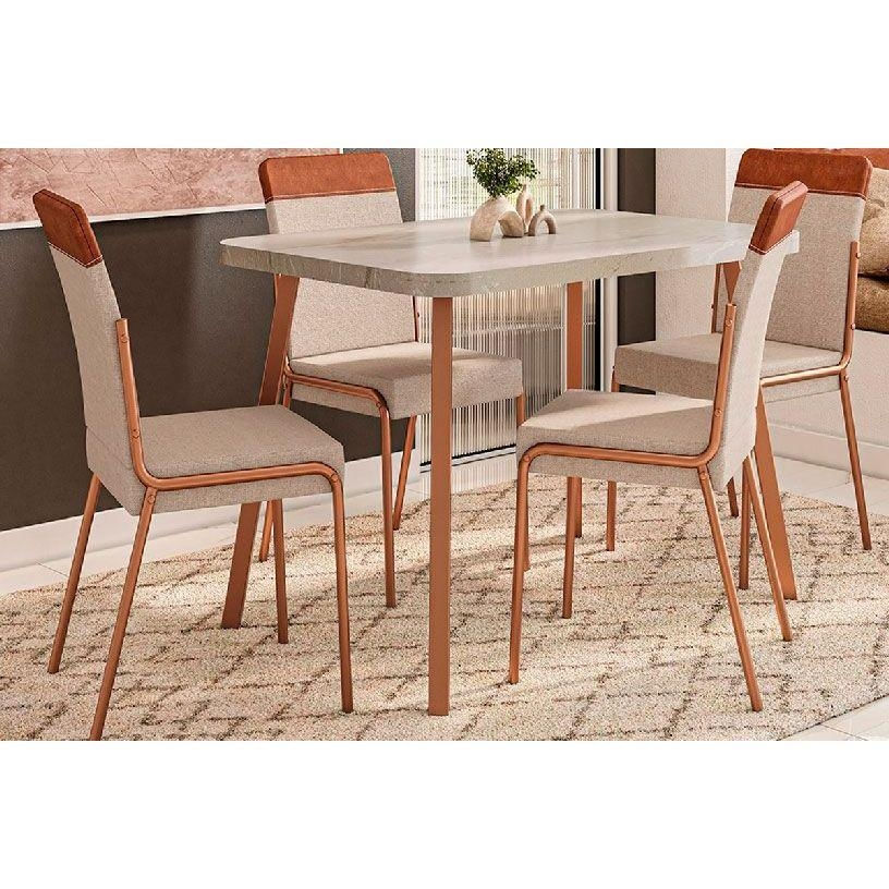 Mesa Sala Stellar 120 + 4 Cad Duo Rose/Caramelo Carraro