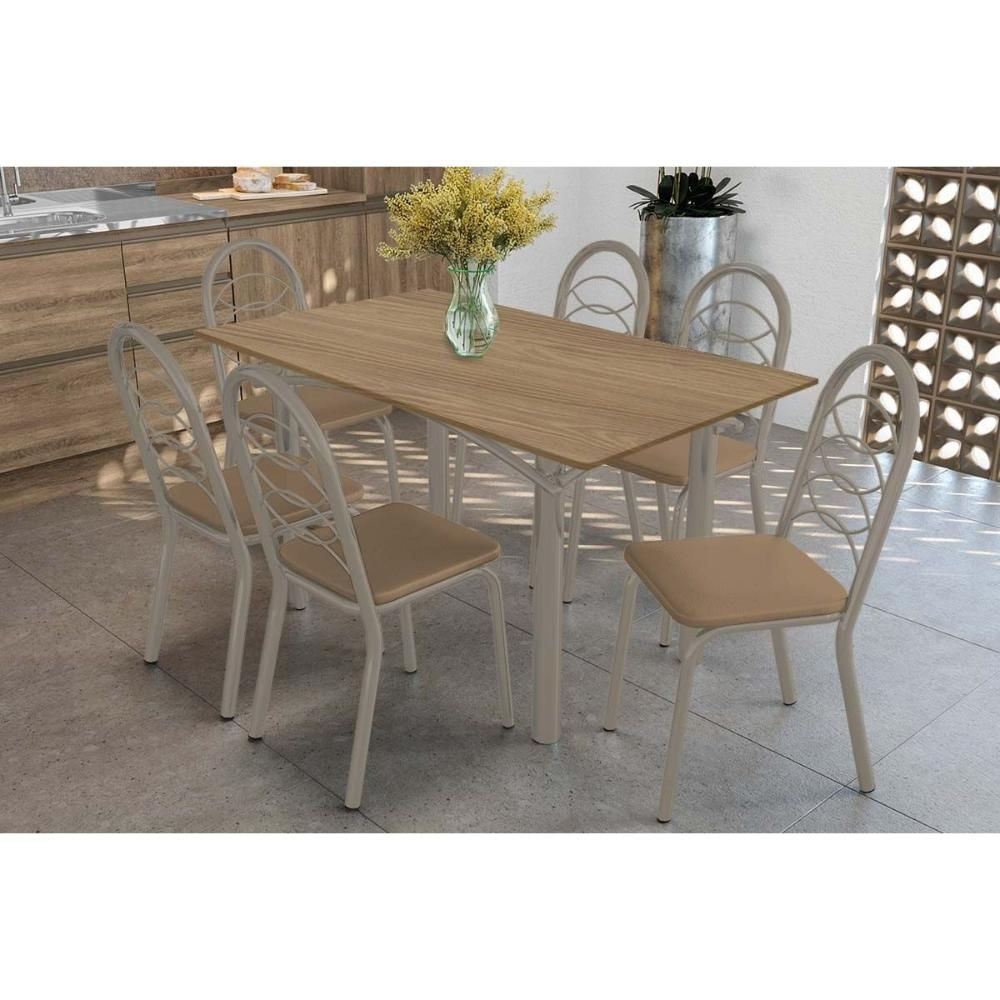Mesa Cozinha Elba 160 + 6 Cad Holanda Niquel/Cap Kappesberg
