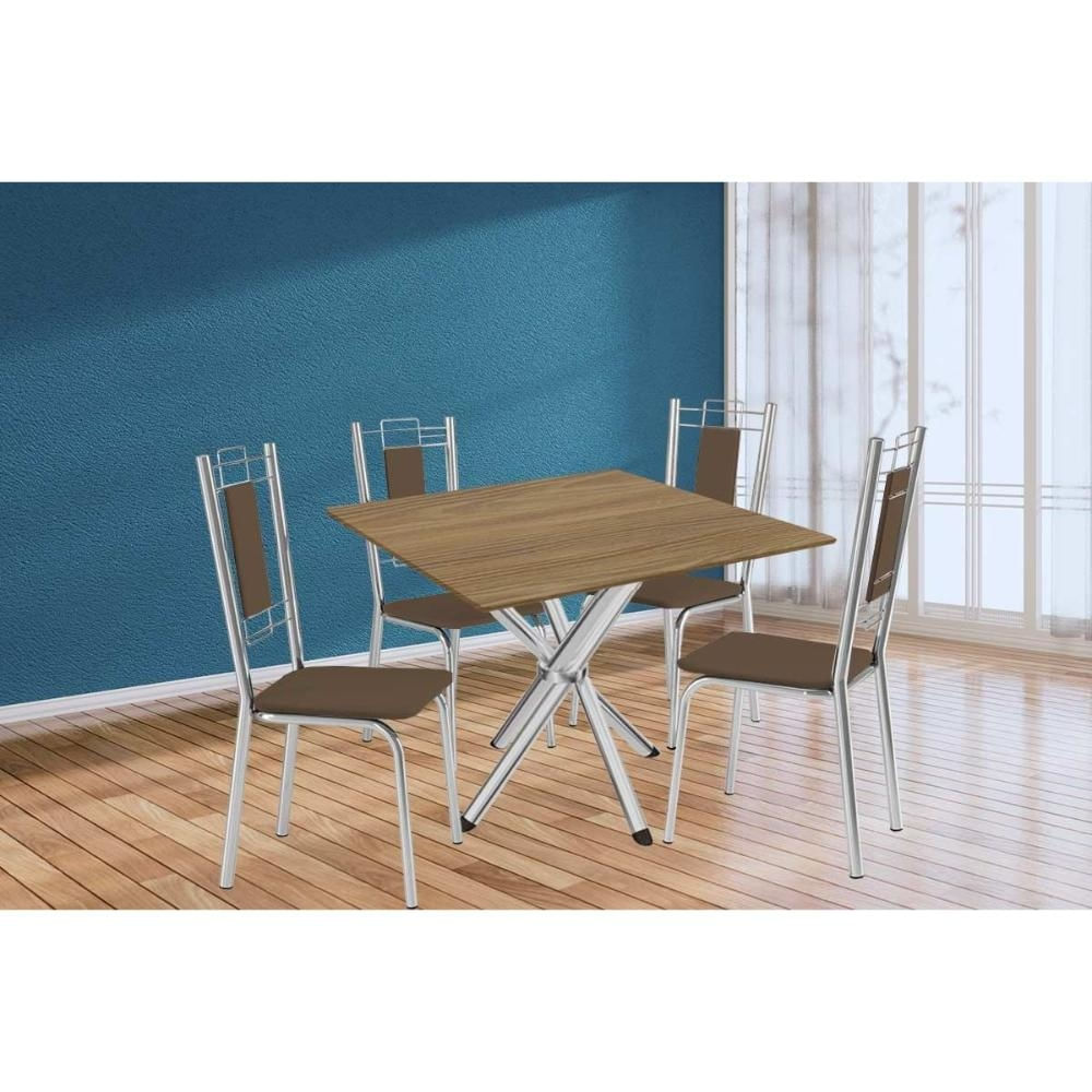 Mesa Sala Volga 90 + 4 Cad Florença Cromado Kappesberg