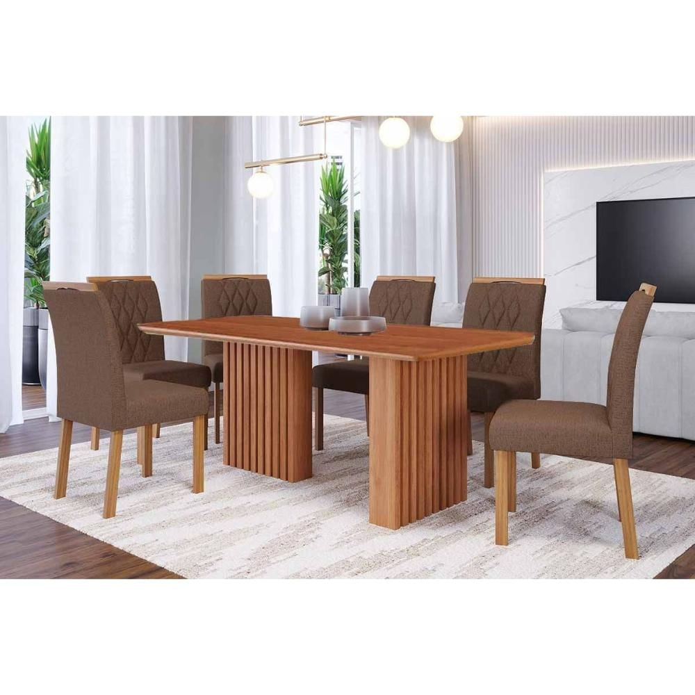 Mesa Sala Ester 180 + 6 Cad Juliana Cinamomo Cimol