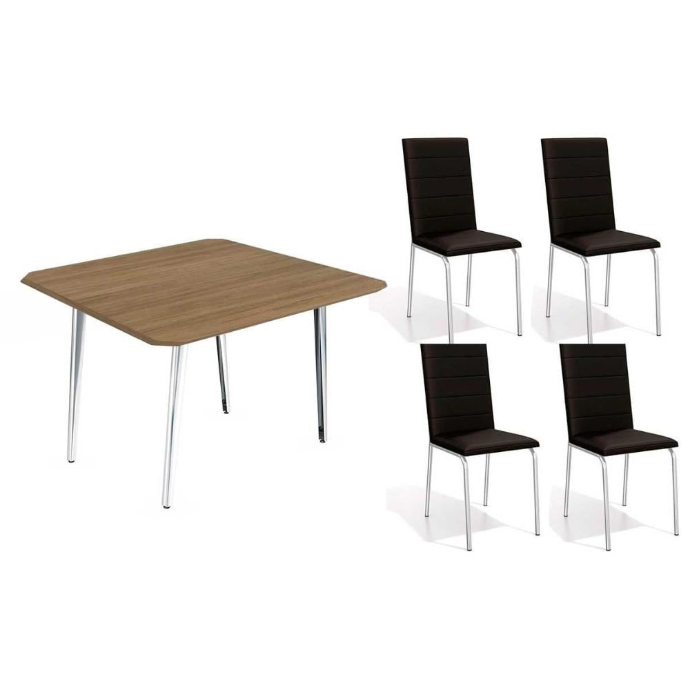 Mesa Cozinha Iguaçu 90 + 4 Cad Amsterdã Cromado Kappesberg